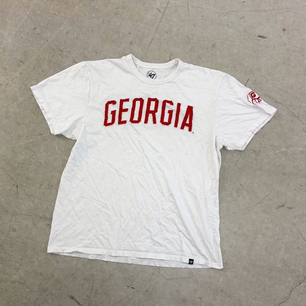 47 Brand Georgia Bulldogs T-Shirt Mens Large White Cotton NCAA Collegiate Tee